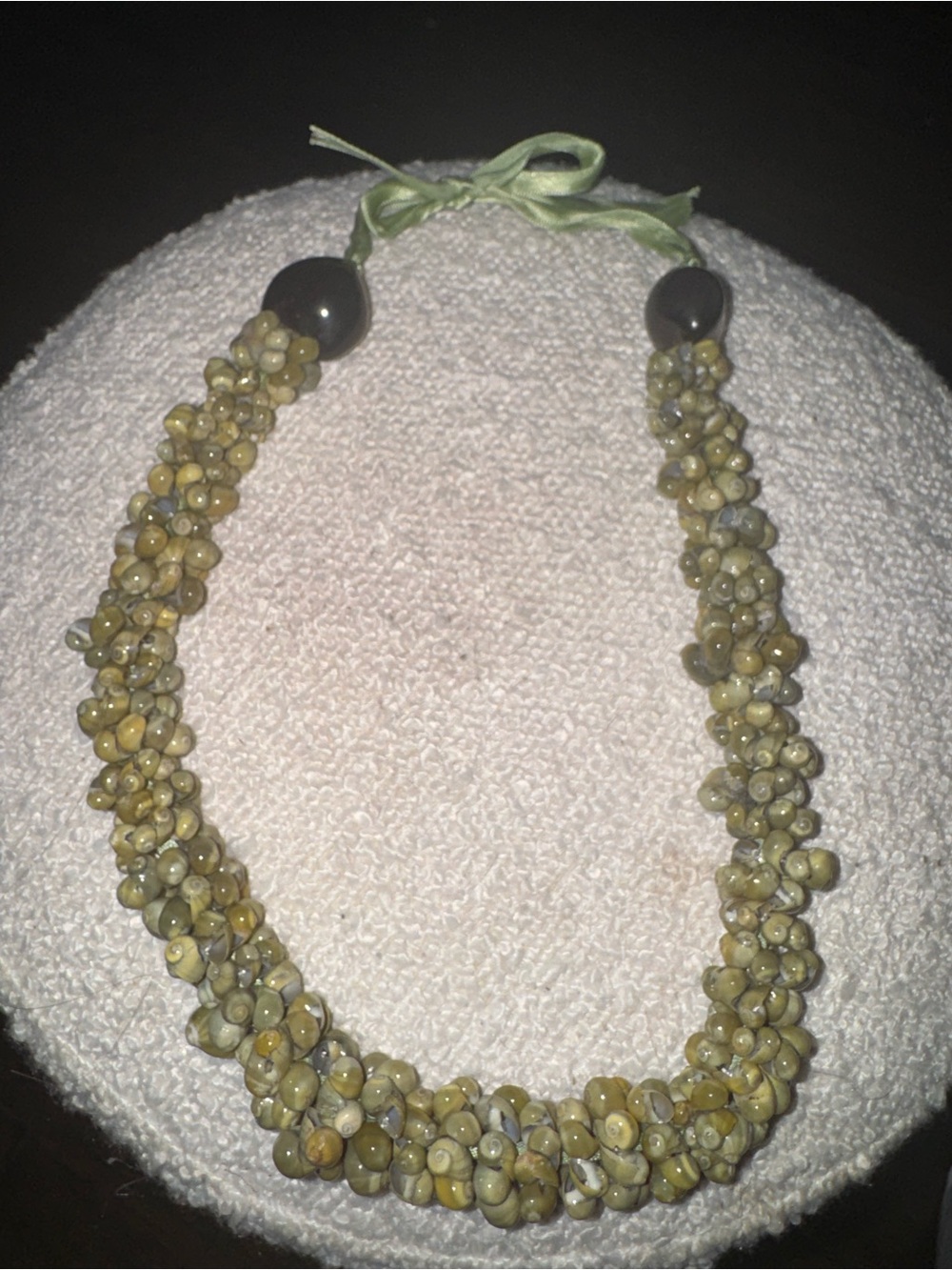 Handcrafted Olive Green Beaded Statement Necklace
